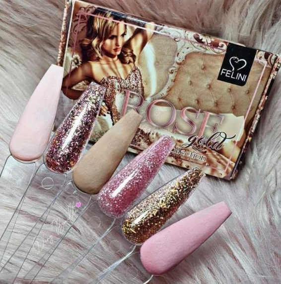 COLECCION ACRILICOS ROSE GOLD FELINI